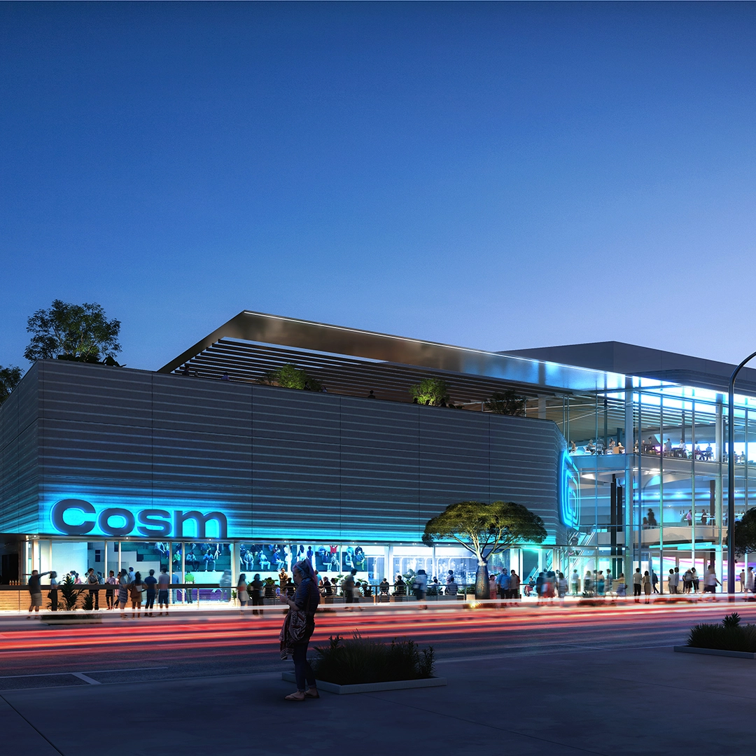 Exterior Rendering of Cosm at Hollywood Park in Los Angeles, CA